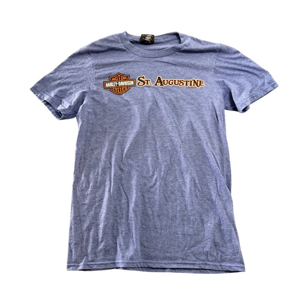 Harley-Davidson Other - Harley-Davidson St Augustine T Shirt Mens Small Blue Pirate Skeleton Adamec FL